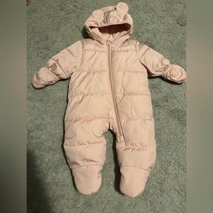 Old Navy Light Pink Infant One Piece Puffer with Feet